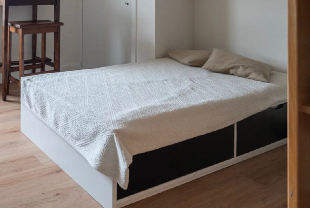Eenpersoonsbed, inc lattenbodem, matras, dekbed. IKEA Flaxa, Ophalen, 90 cm, Eenpersoons, Wit
