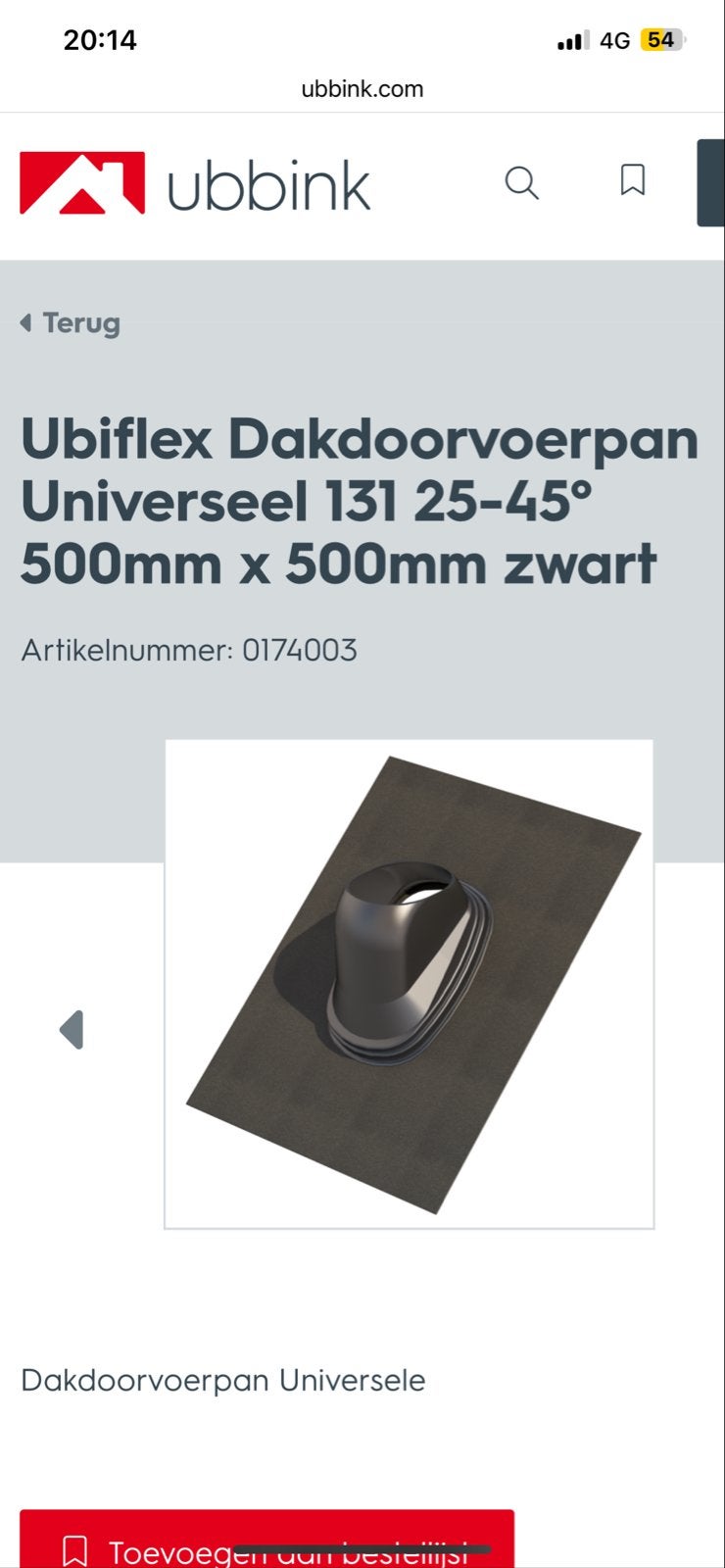 Ubiflex Dakdoorvoerpan Universeel 131 25-45 Zwart, Kunststof, Zwart, Nieuw, Ophalen of Verzenden
