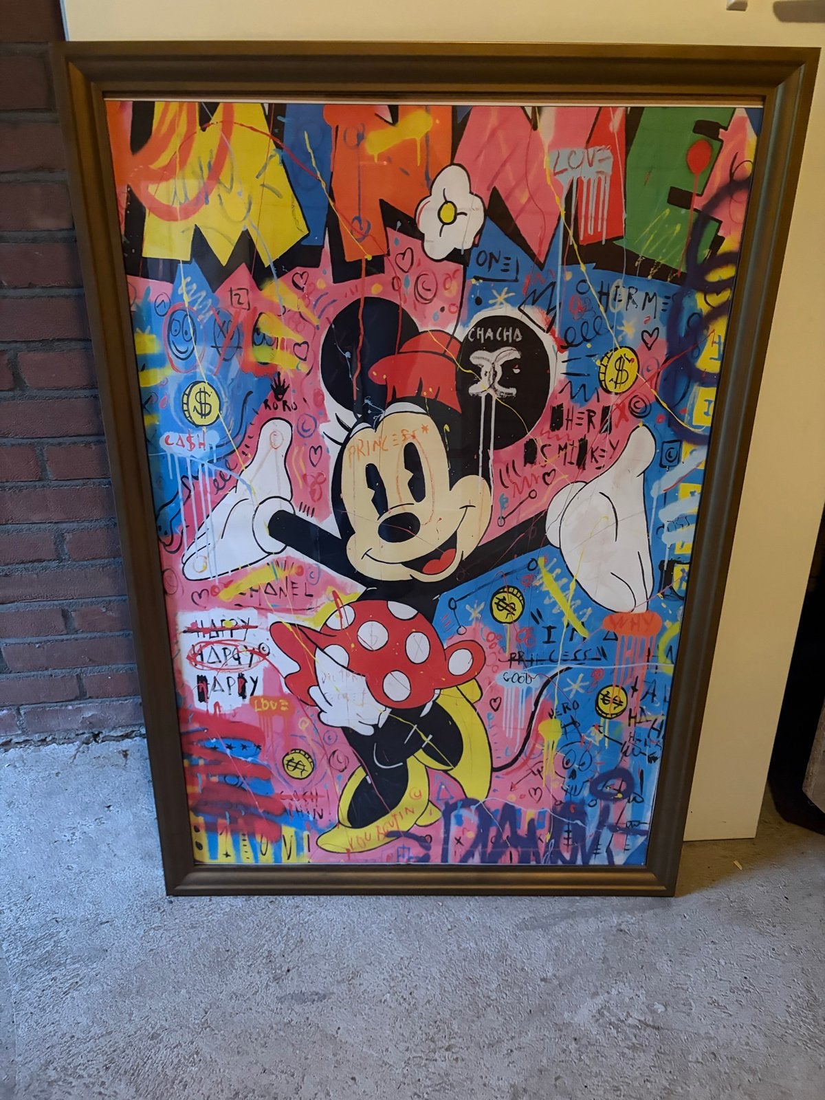 Groot Minnie Mouse Schilderij - Pop Art Stijl, Ophalen, Acrylverf, Hout, Ingelijst