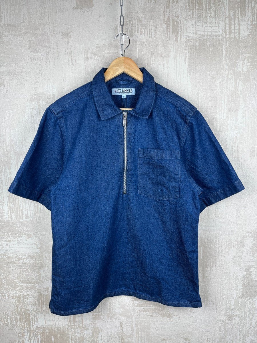 Zara denim top tops shirt S heren dames unisex rits detail, Kleding | Dames, Tops, Blauw, Nieuw, Ophalen of Verzenden, Korte mouw