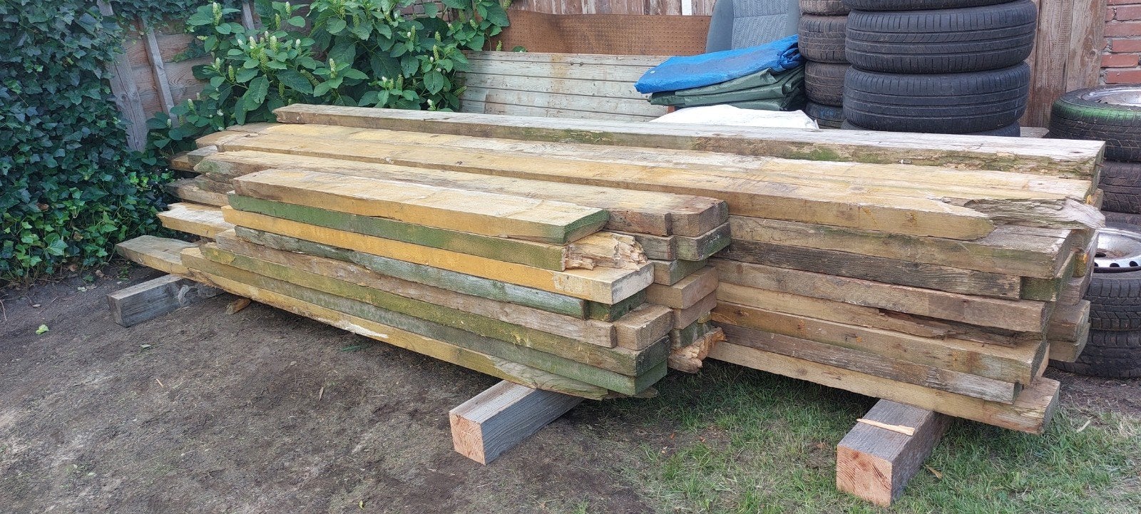Vuren houten gordingen - hobbyproject of brandhout, Ophalen, Gebruikt, Balk, Vuren