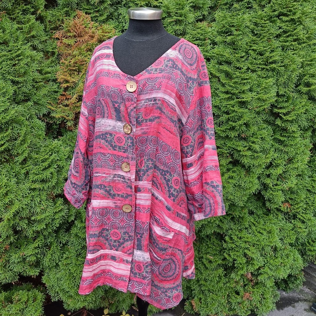 Linnen Tuniek Italy XXL, Made in Italy, Maat 46/48 (XL) of groter, Ophalen of Verzenden, Roze