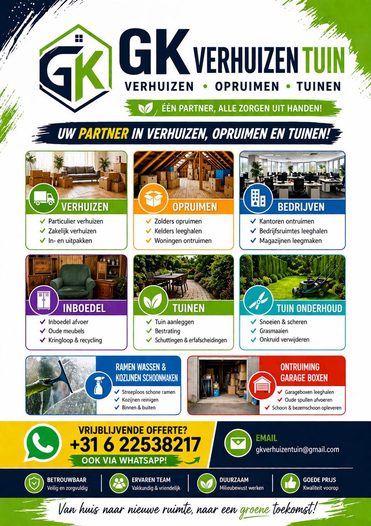 Verhuizen & Tuinman aangeboden, Ophalen of Verzenden