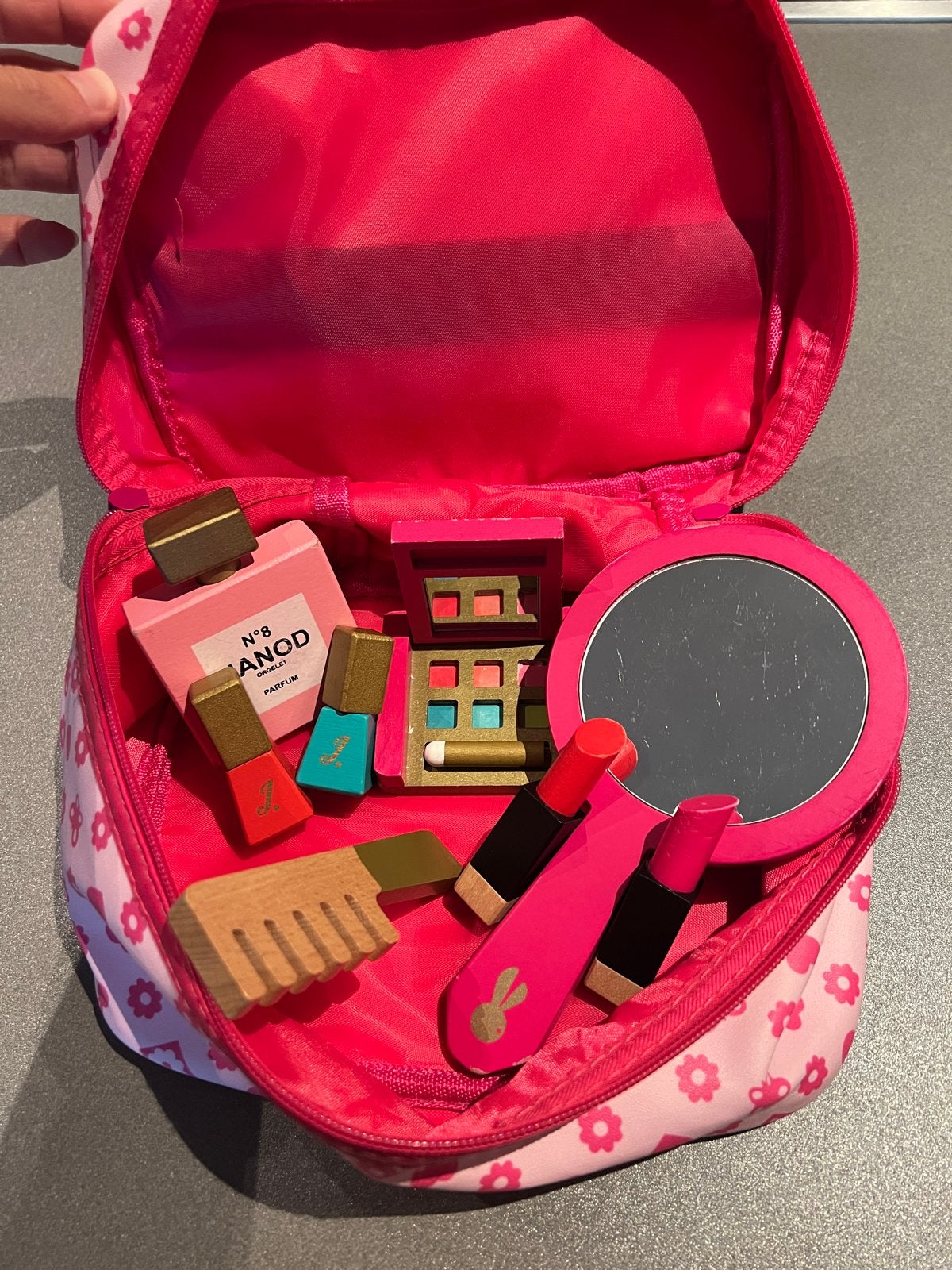 Janod Houten Make-up Set in Roze Tasje, Ophalen of Verzenden, Gebruikt, Overige typen