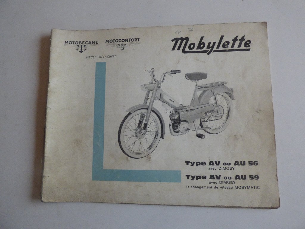 MOTOBECANE MOBYLETTE TYPE AV/AU56 & AV/AU59 ONDERDELENLIJST, Fietsen en Brommers, Ophalen of Verzenden, Gebruikt