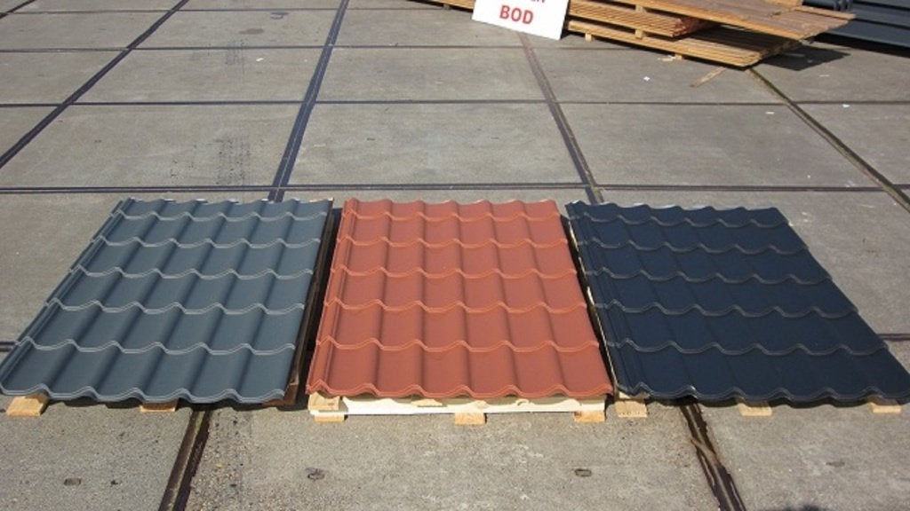 Opruimingsprijs! Dakpanplaten terracotta en zwart., Dakplaat of Dakpanplaat, Zwart, Nieuw, Ophalen of Verzenden