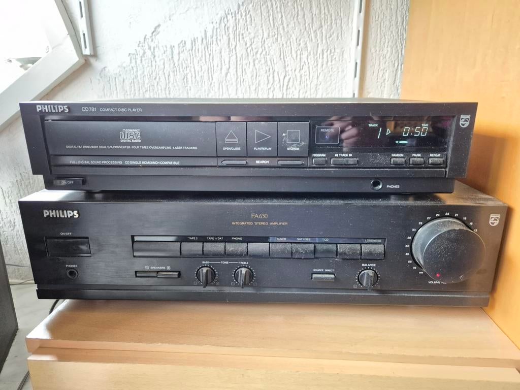 Philips CD-speler CD781 & Versterker FA630 met speakers, Audio, Tv en Foto, Ophalen, Gebruikt, Cd-speler, Philips
