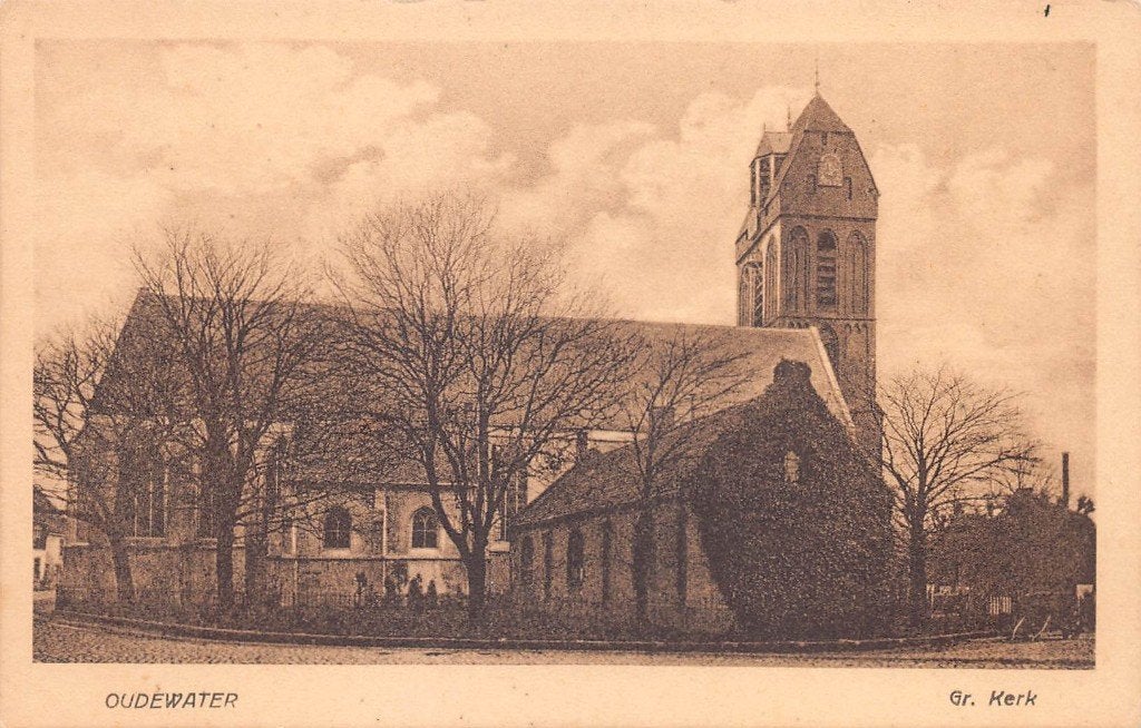 825 Oudewater - Gr. Kerk, Verzamelen, Ophalen of Verzenden, 1940 tot 1960, Ongelopen, Utrecht