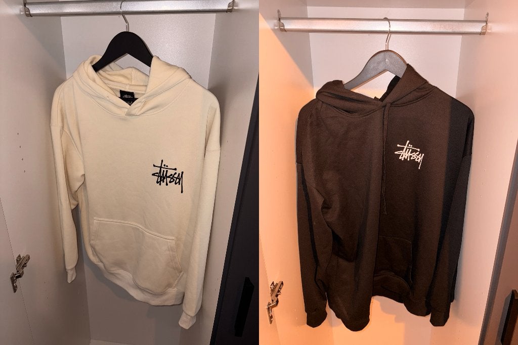 2x Stüssy Hoodie – Maat L – Zwart & Beige, Maat 52/54 (L), Overige kleuren, Stussy, Ophalen of Verzenden