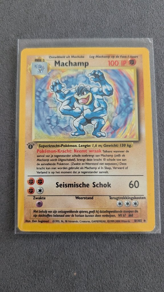Machamp 1st Edition Holo Foil Dutch, Hobby en Vrije tijd, Verzamelkaartspellen | Pokémon, Ophalen of Verzenden, Zo goed als nieuw