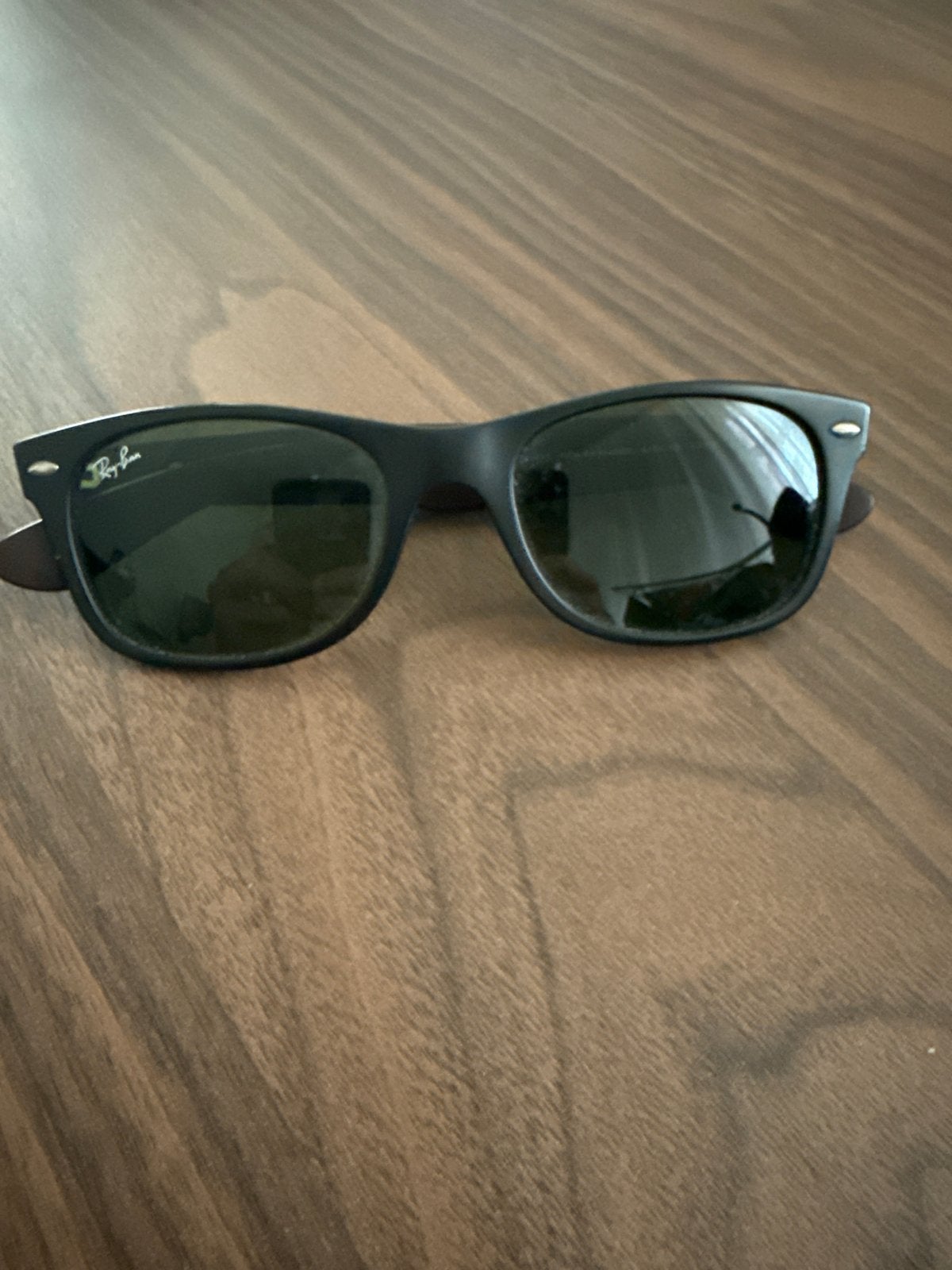 Ray-Ban Wayfarer Zonnebril Zwart/Groen, Zonnebril, Zwart, Ophalen of Verzenden, Zo goed als nieuw
