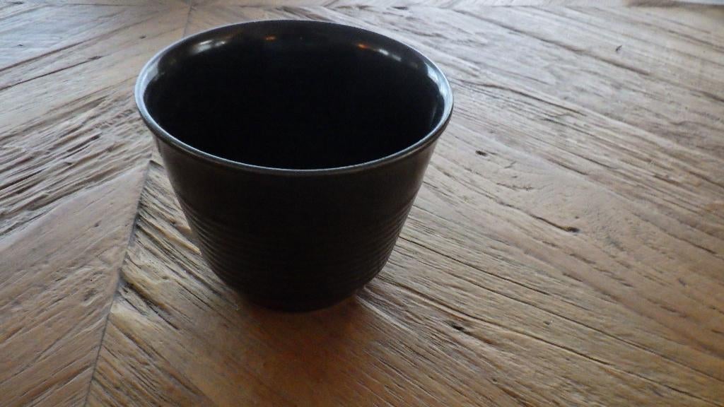 mooie zwarte retro overpot, Ophalen of Verzenden, Huis en Inrichting