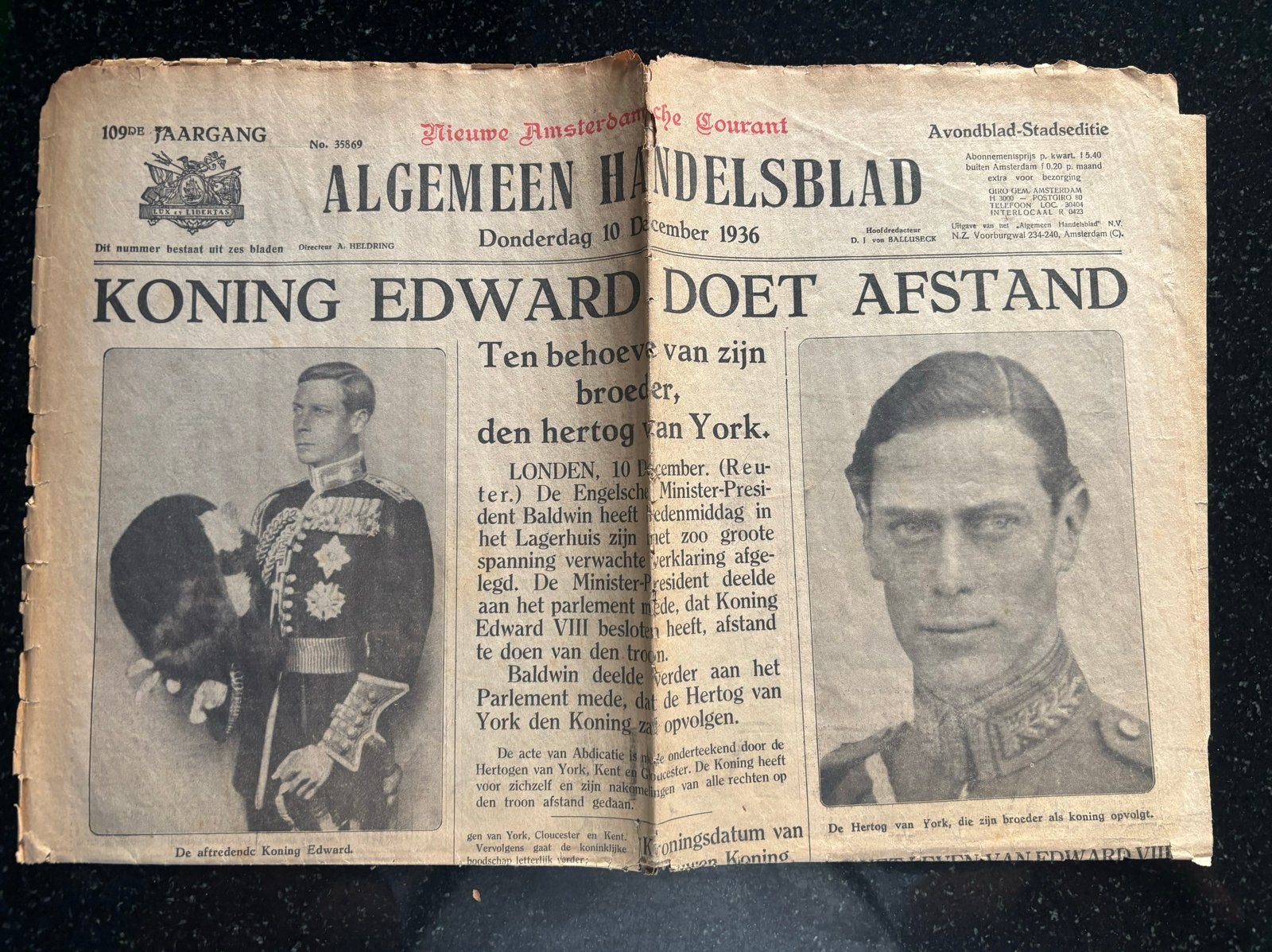 Algemeen Handelsblad 1936 & 1941 - Historische Kranten, Ophalen of Verzenden, Gelezen, Krant