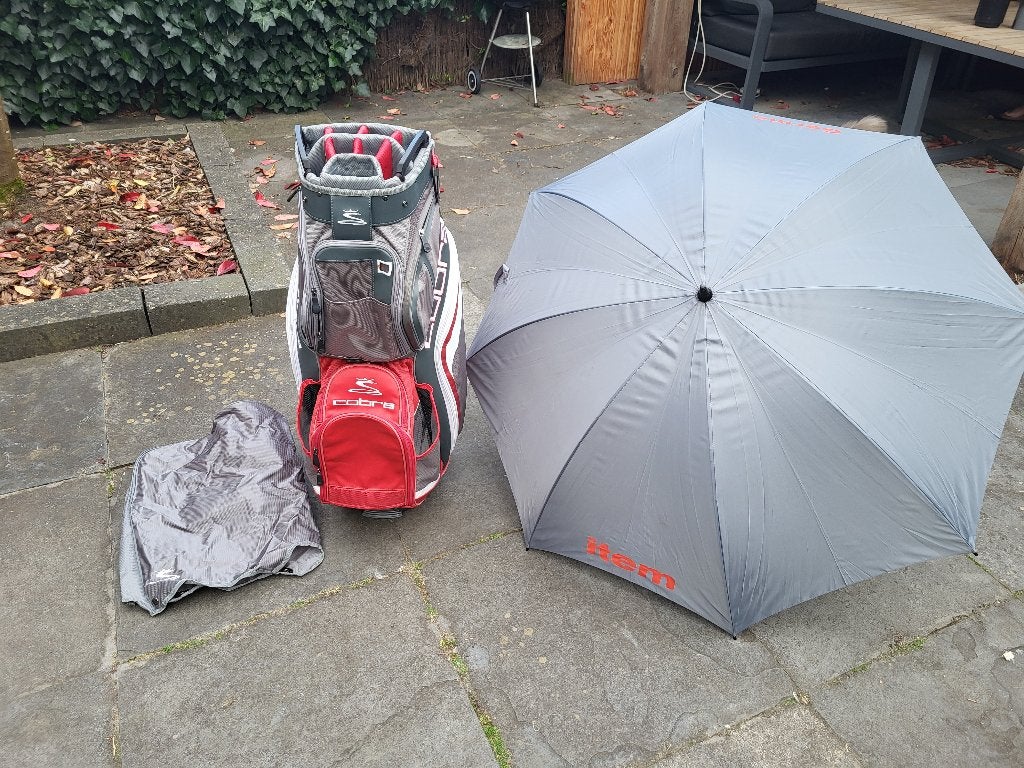 Cobra golftas (cartbag) golfparaplu/regenhoes – nette staat, Sport en Fitness, Golf, Ophalen, Gebruikt, Tas, Overige merken