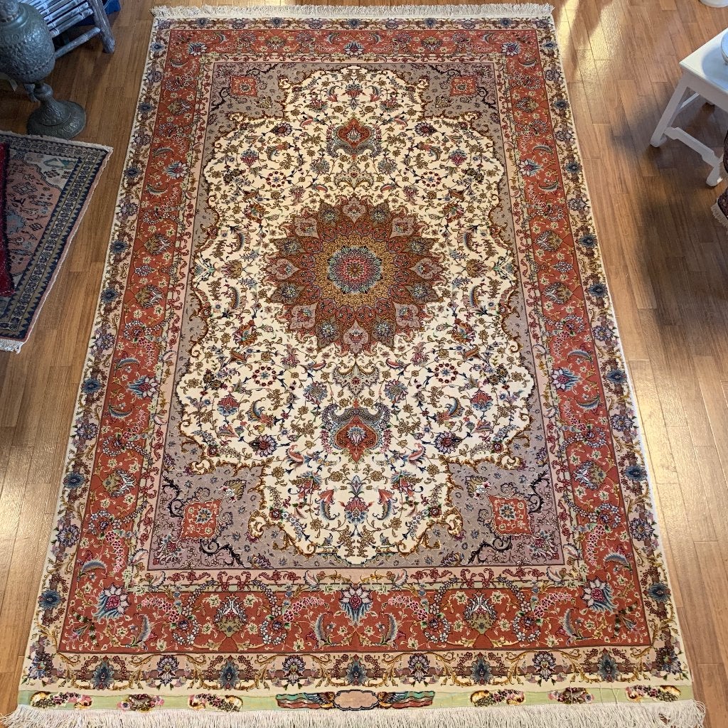perzisch tapijt tabriz handgeknoopt vloerkleed 318 x 202 cm, TTM Wonen, Meubels – (Perzische) Tapijten en Woonaccessoires, Ophalen of Verzenden