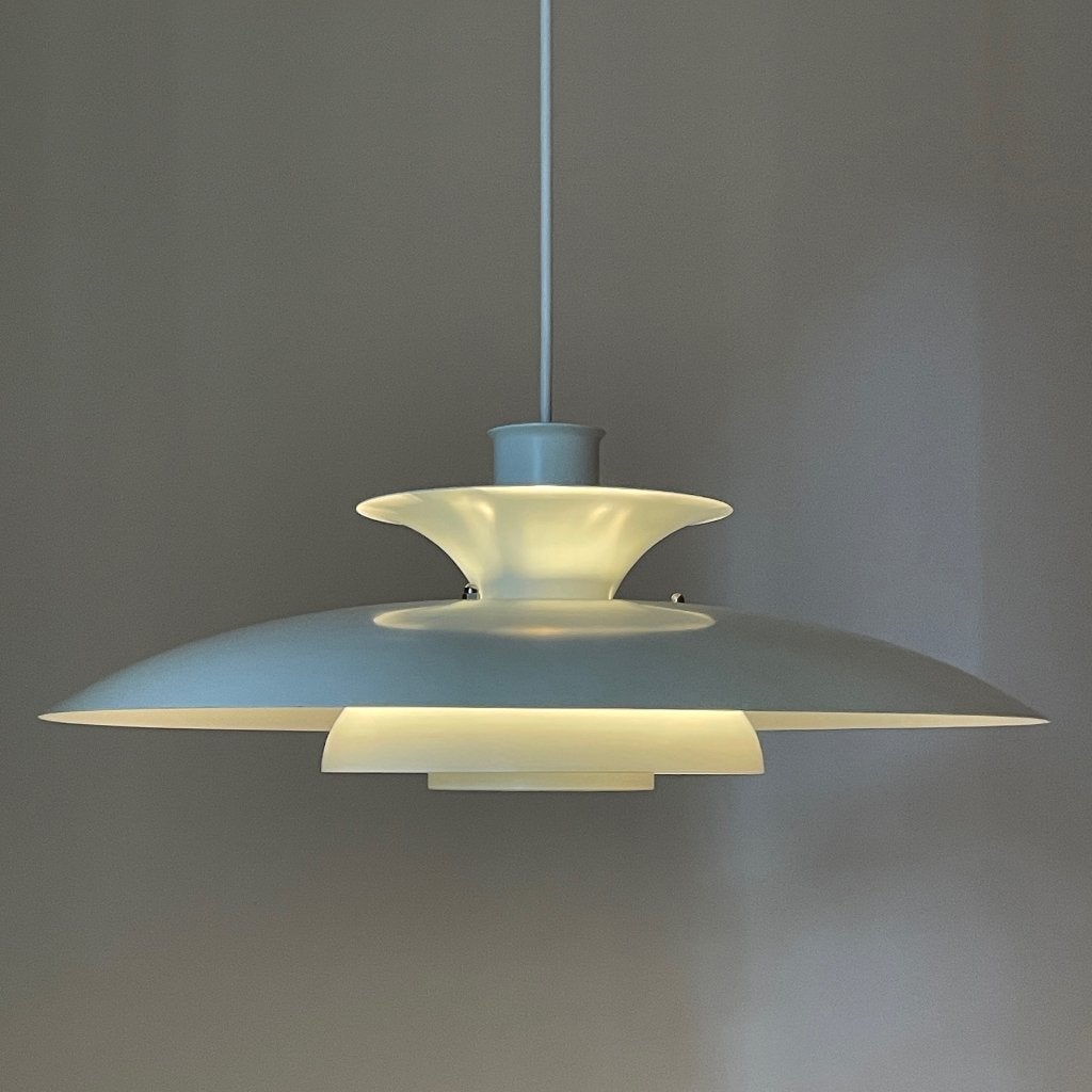 vintage Deens design schalen LAMP wit metaal retro Scandi PH, Gebruikt, -, Metaal, -