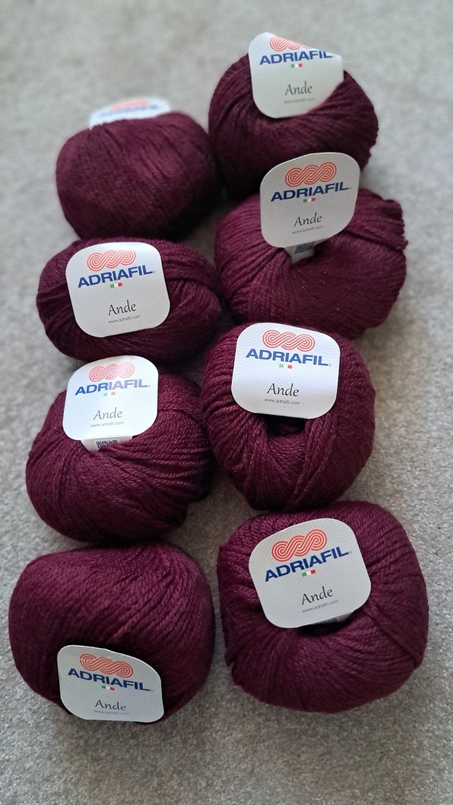 Adriafil Ande Bordeauxrood Alpaca Wol - 8 bollen, Ophalen of Verzenden, Nieuw, Breien of Haken, Wol of Garen