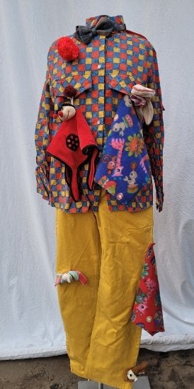 Leuke unieke clowns outfit maat XS/S - Carnaval, Carnaval, ., Ophalen of Verzenden, Zo goed als nieuw