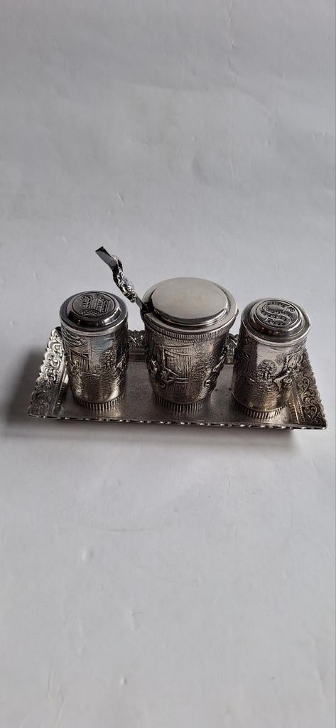 Zilpla 90, Zilverfabriek Voorschoten peper, zout en mosterd, Ophalen of Verzenden