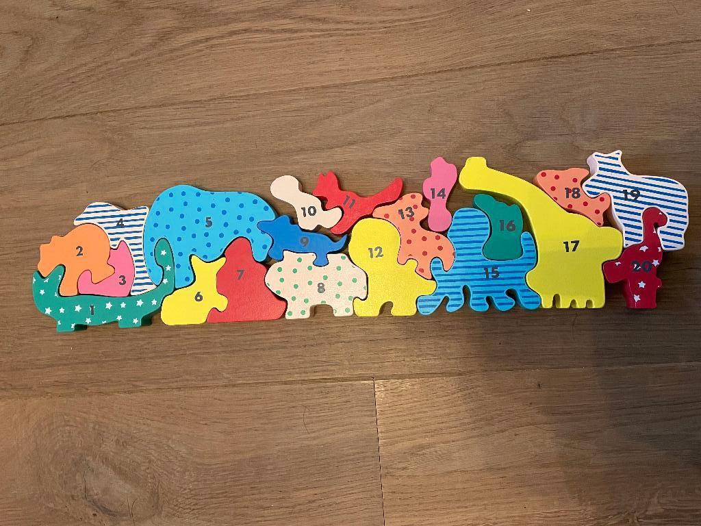 Houten dieren puzzel dierentrein Kado verjaardag Sint Kerst, Ophalen, Zo goed als nieuw
