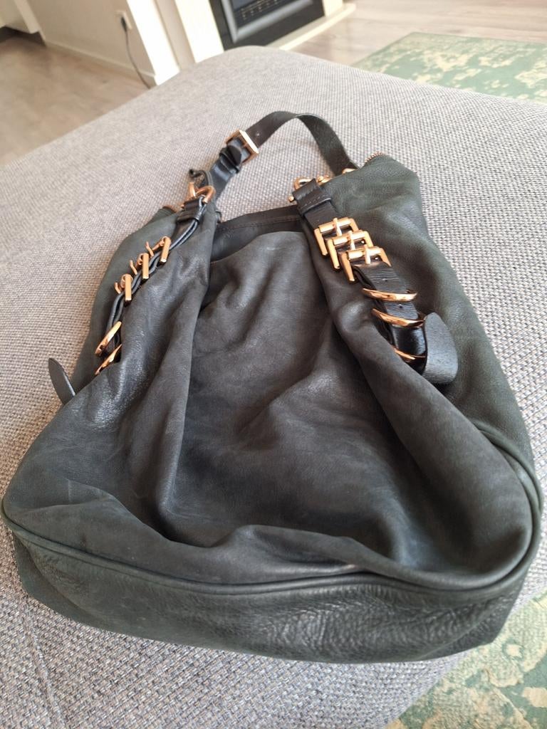 Mulberry Handtas Zwart Leer met Gouden Details, Ophalen of Verzenden, Zo goed als nieuw, Zwart, Handtas