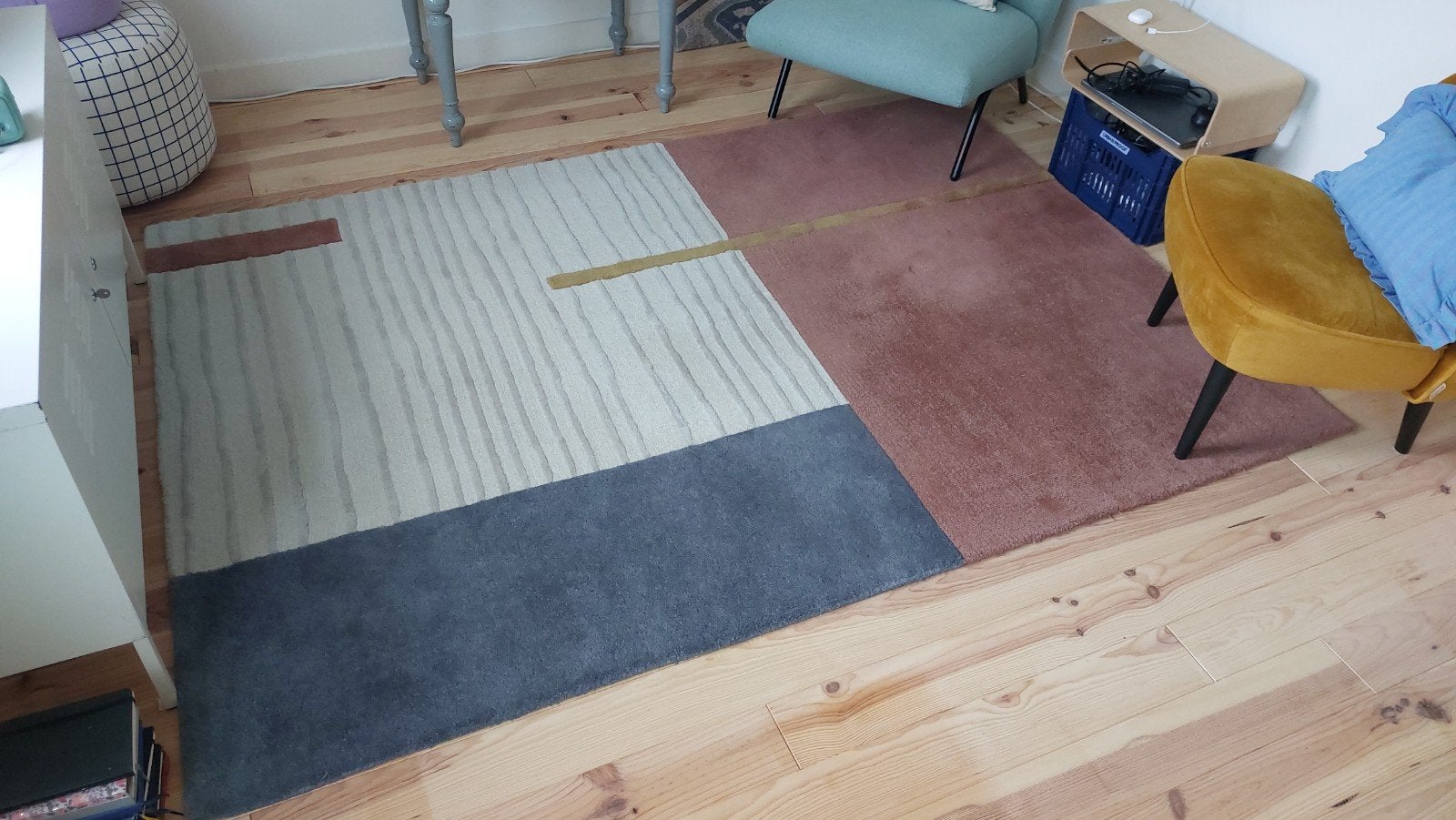 Wollen vloerkleed - Kave Home Bahiti 160x230, Ophalen, Blauw, Gebruikt, 150 tot 200 cm