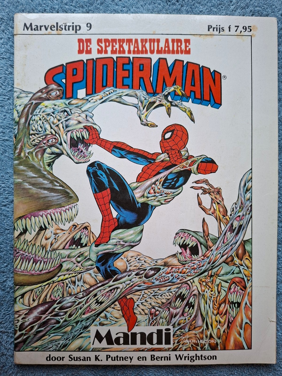 MARVELSTRIP #9. DE SPEKTAKULAIRE SPIDERMAN MANDI. JP. 1986., Eén stripboek, Ophalen of Verzenden