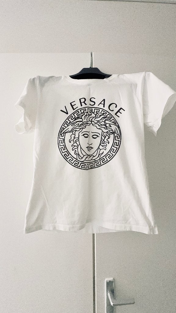 Authentiek Versace T-shirt met Medusa logo, Maat 48/50 (M), Wit, Ophalen of Verzenden, Zo goed als nieuw