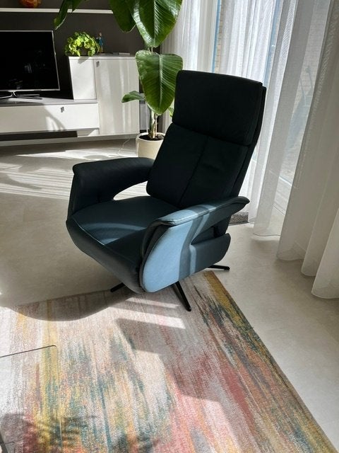 Relax Fauteuil blauwgrijs, Huis en Inrichting, Fauteuils, Ophalen, Minder dan 75 cm, Leer, Zo goed als nieuw