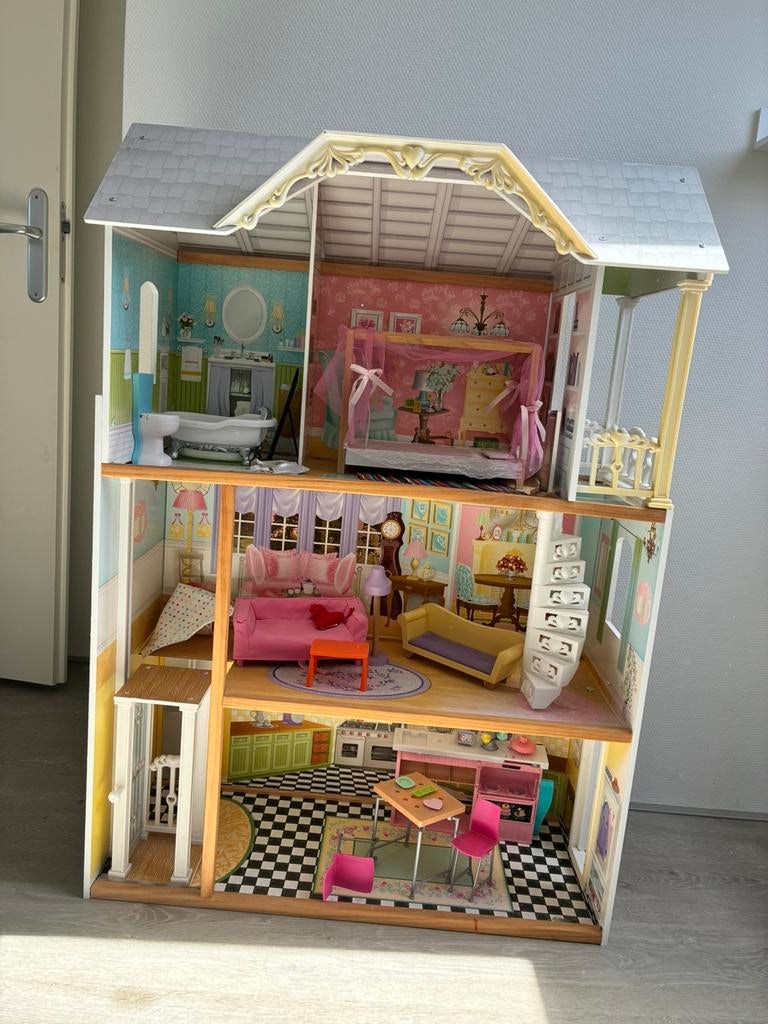 Kidkraft Barbiehuis met meubels, Kinderen en Baby's, Speelgoed | Poppenhuizen, Ophalen, Zo goed als nieuw, Poppenhuis