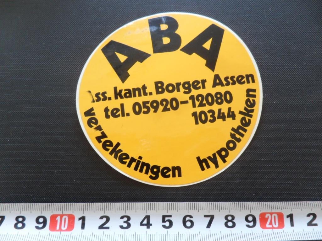 sticker Assen ABA Ass. kant. Borger Assen Verzekeringen, Ophalen, Zo goed als nieuw
