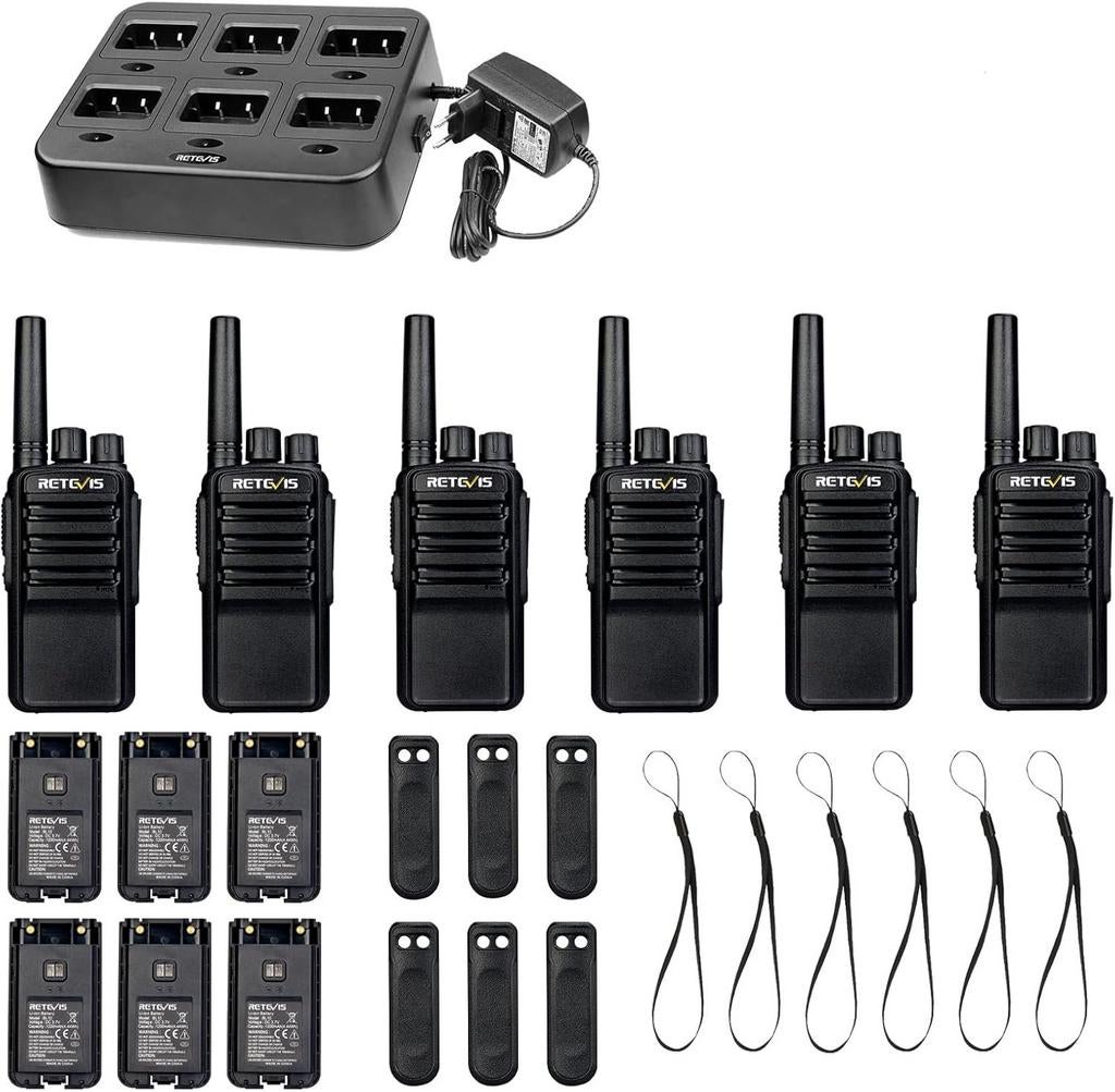 Retevis NR610 Walkie-Talkie Portofoons - 6 Stuks met Oplader, Met broekklem, Nieuw, Ophalen of Verzenden, Portofoon of Walkie-talkie