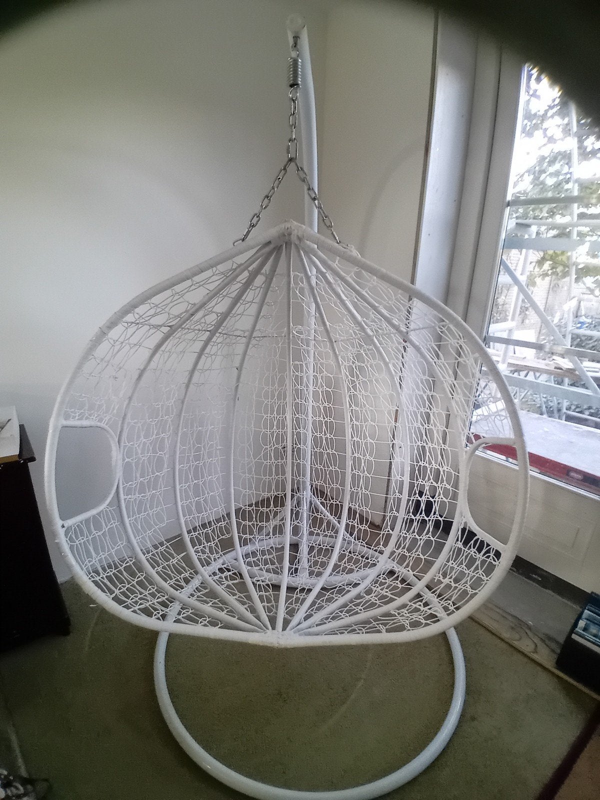 Witte hangstoel met kussens,  egg stoel, egg chair, Ophalen, Modern, Comfortabel, Gebruikt, Wit