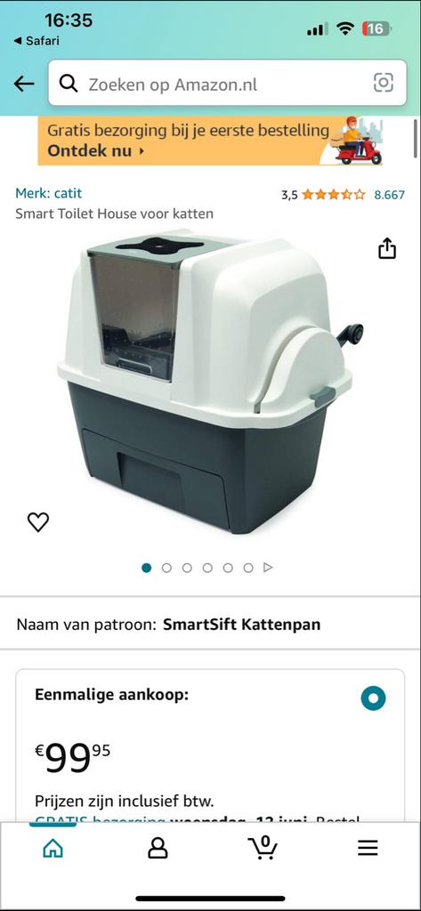 Smartsift kattenbak, Ophalen