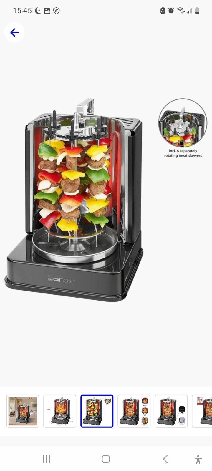Clatronic Döner Vertikal Multigrill - Zo goed als nieuw, Overige typen, Ophalen of Verzenden, Zo goed als nieuw, Zwart