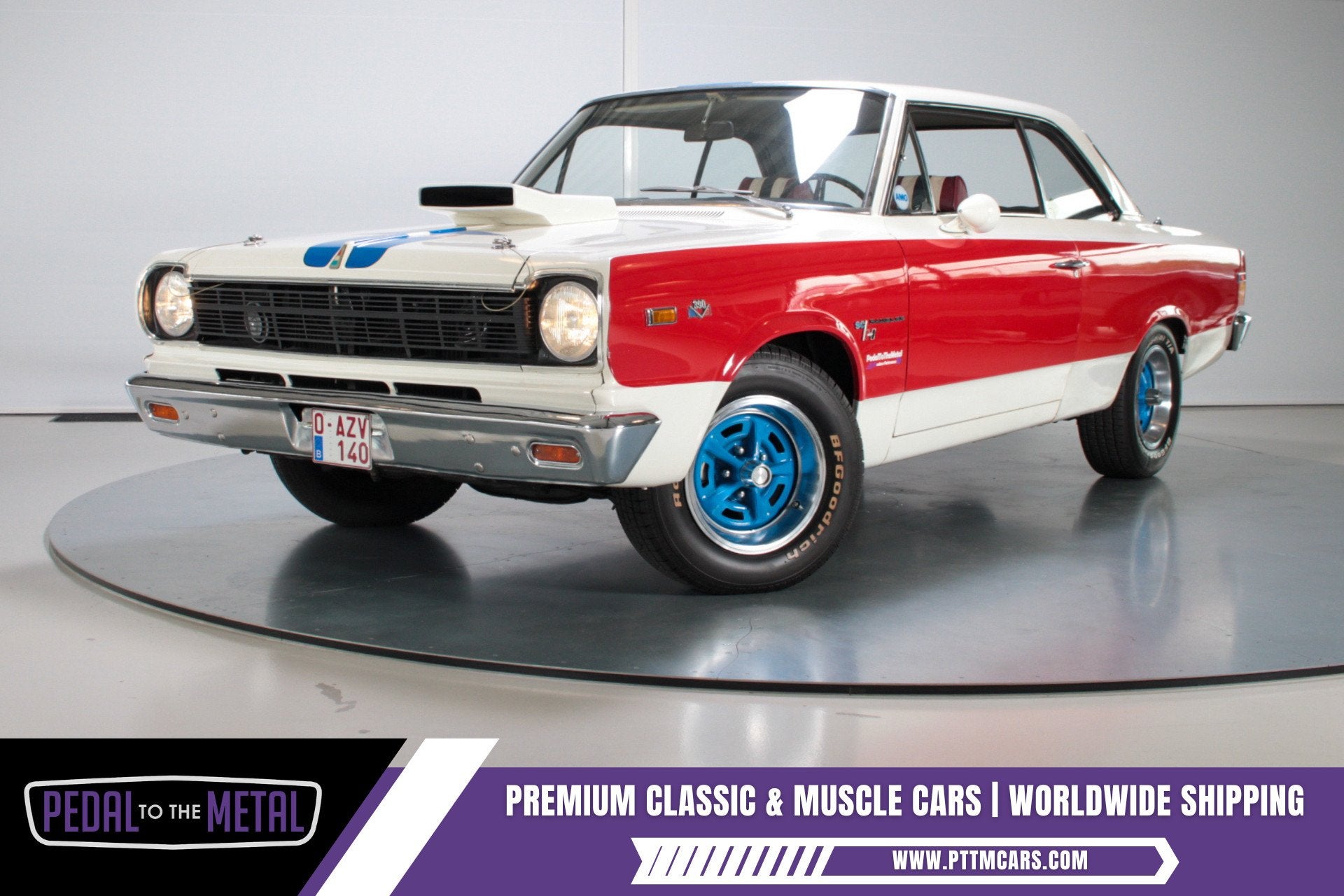 1969 AMC SC/Rambler Hurst, Achterwielaandrijving, 6390 cc, Wit, Leder