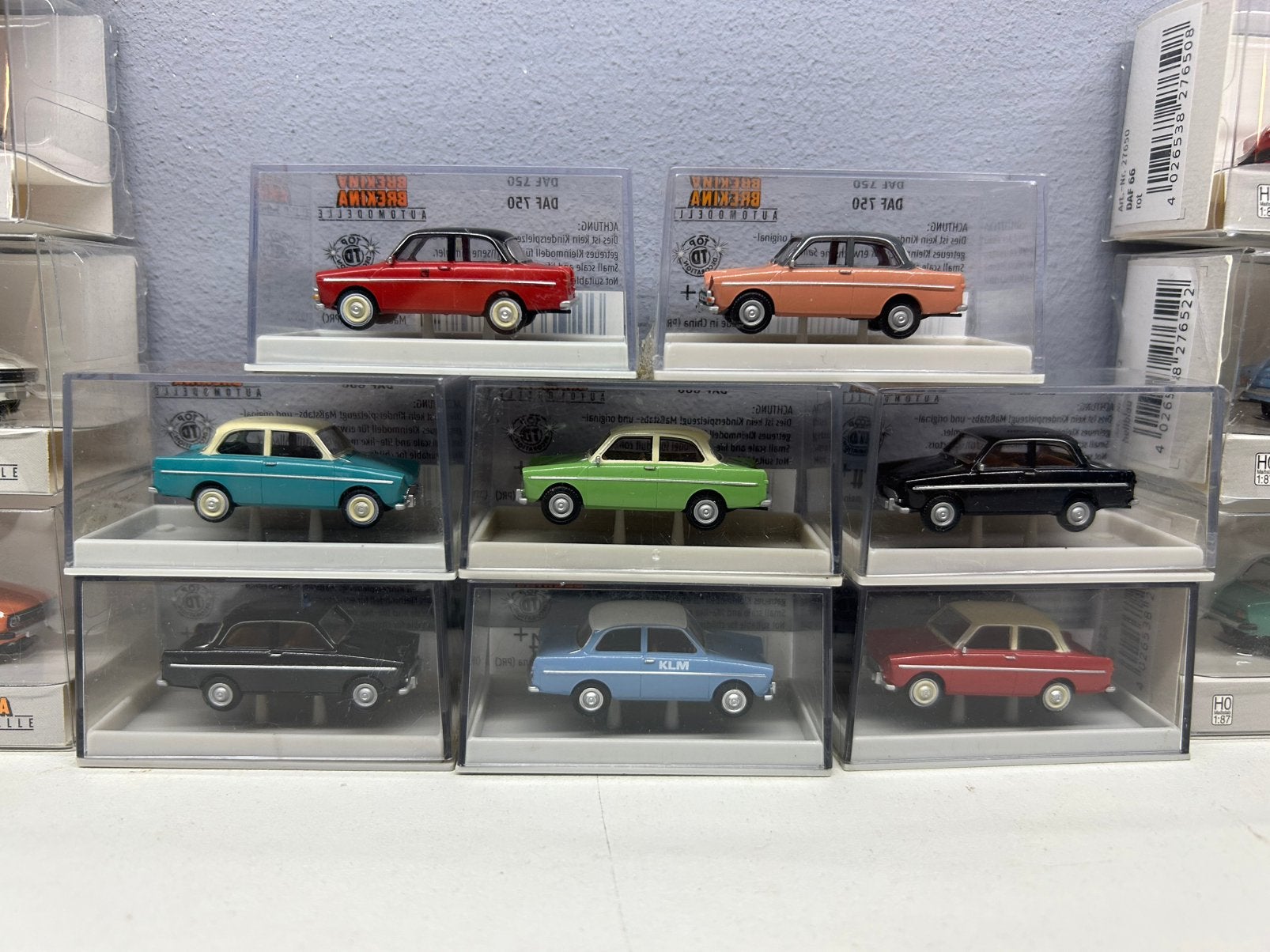 Div Brekina HO Daf 600 Daf 750 Daf 66 KLM Politie MIB 1:87, Hobby en Vrije tijd, Ophalen of Verzenden, Zo goed als nieuw, Bus of Vrachtwagen