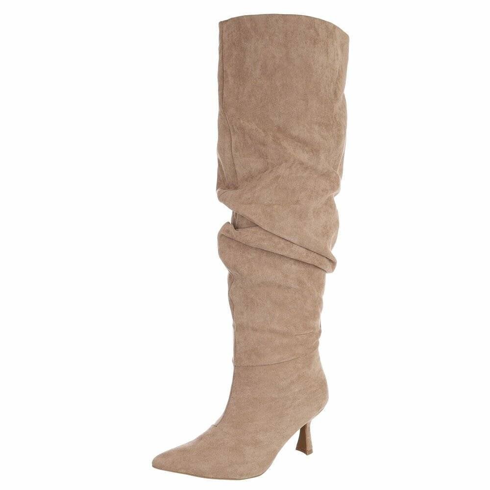 Dames slouchy overknee laarzen khaki beige 36 37 38 39 40 41, Info@lunamex.com, Hoge laarzen, Lunamex Trading, Beige