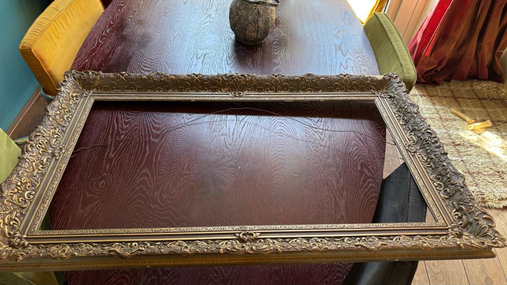 Grote brocante lijst, barok stijl, goudkleurig, Ophalen
