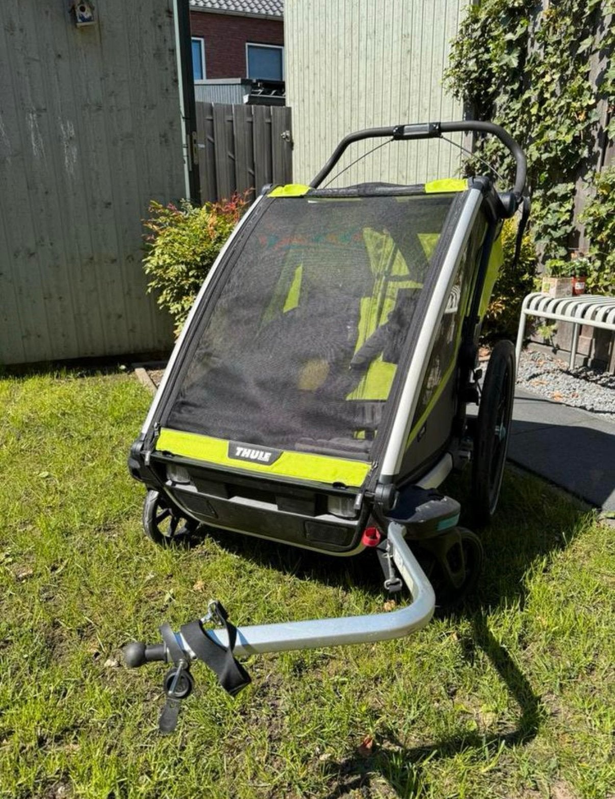Thule chariot cab 2 fietskar met veel extra’s, Ophalen, Gebruikt, Opvouwbaar, Kinderkar