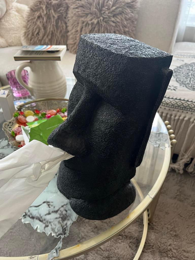 Moai Beeld Tissuehouder - Paaseiland Stijl, Ophalen of Verzenden, Zo goed als nieuw