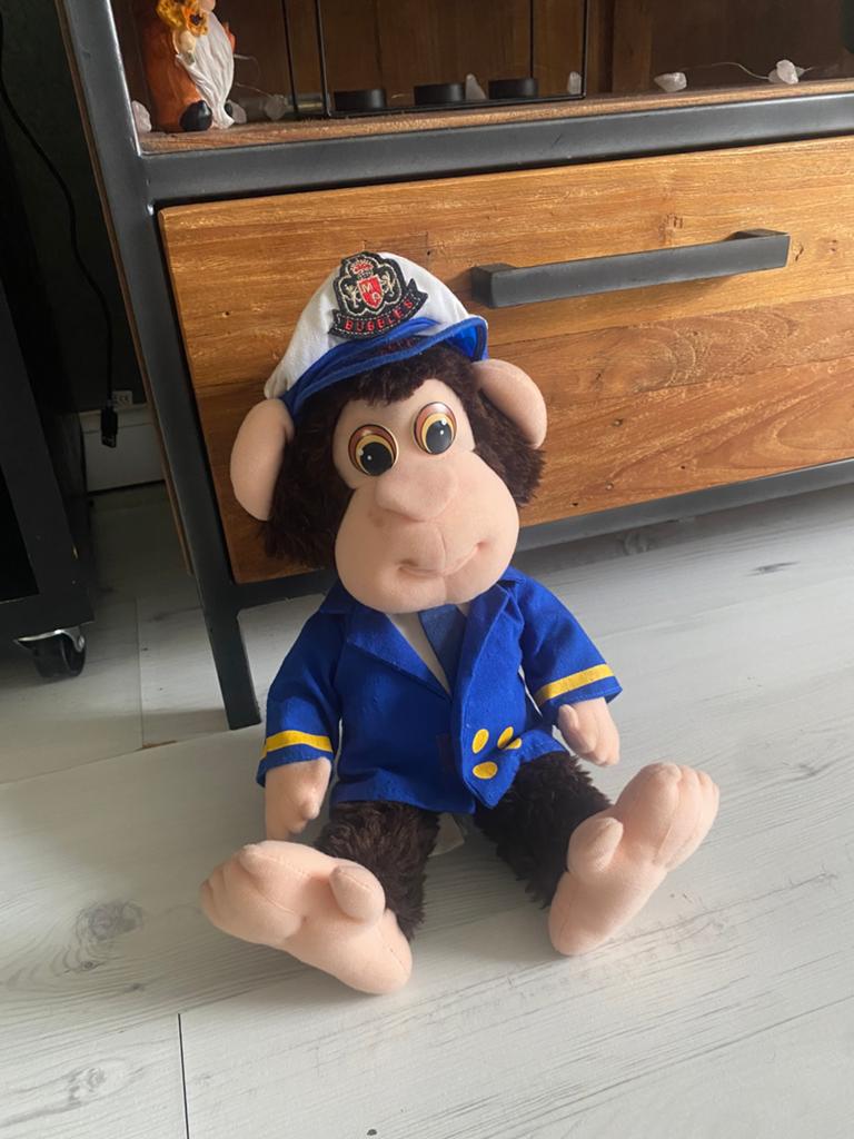 Michaels pets bubbles de aap, michael jackson 1987 knuffel, Overige merken, Overige karakters, Blauw, Ophalen of Verzenden