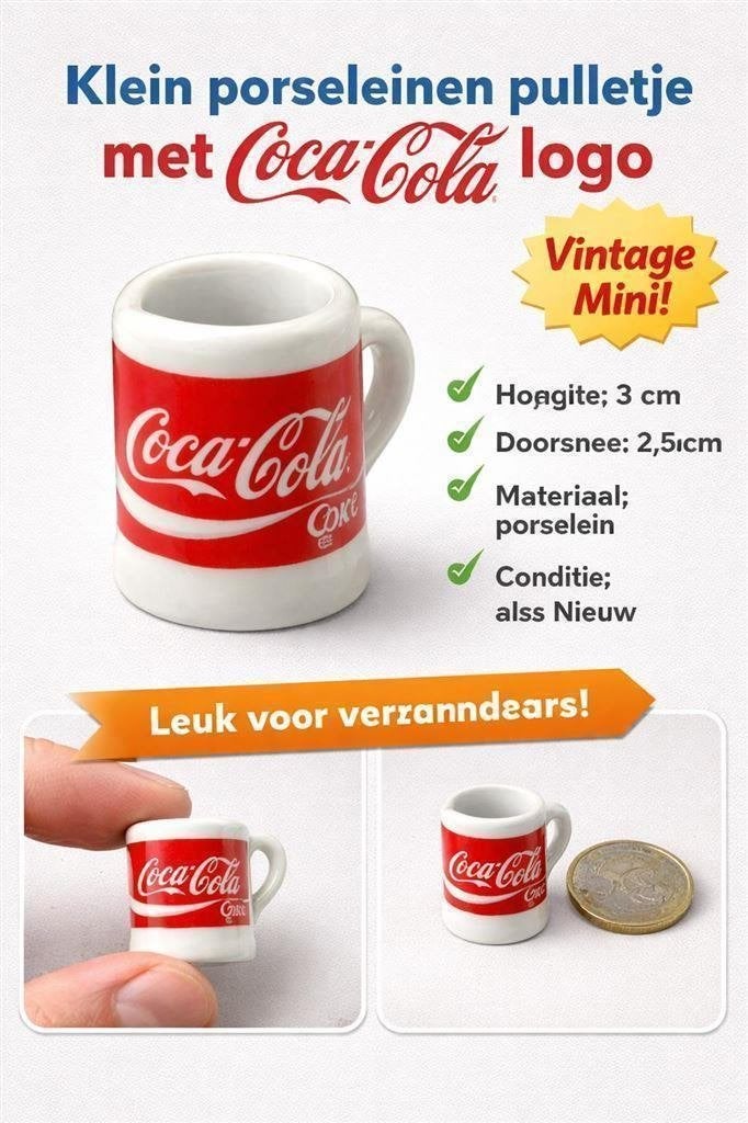 Klein porseleinen pulletje – Coca-Cola logo – vintage verzam, Ophalen of Verzenden, Nieuw