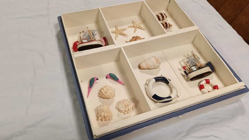 Maritiem wandkastje met schelpen en bootjes, Ophalen of Verzenden, Overige typen
