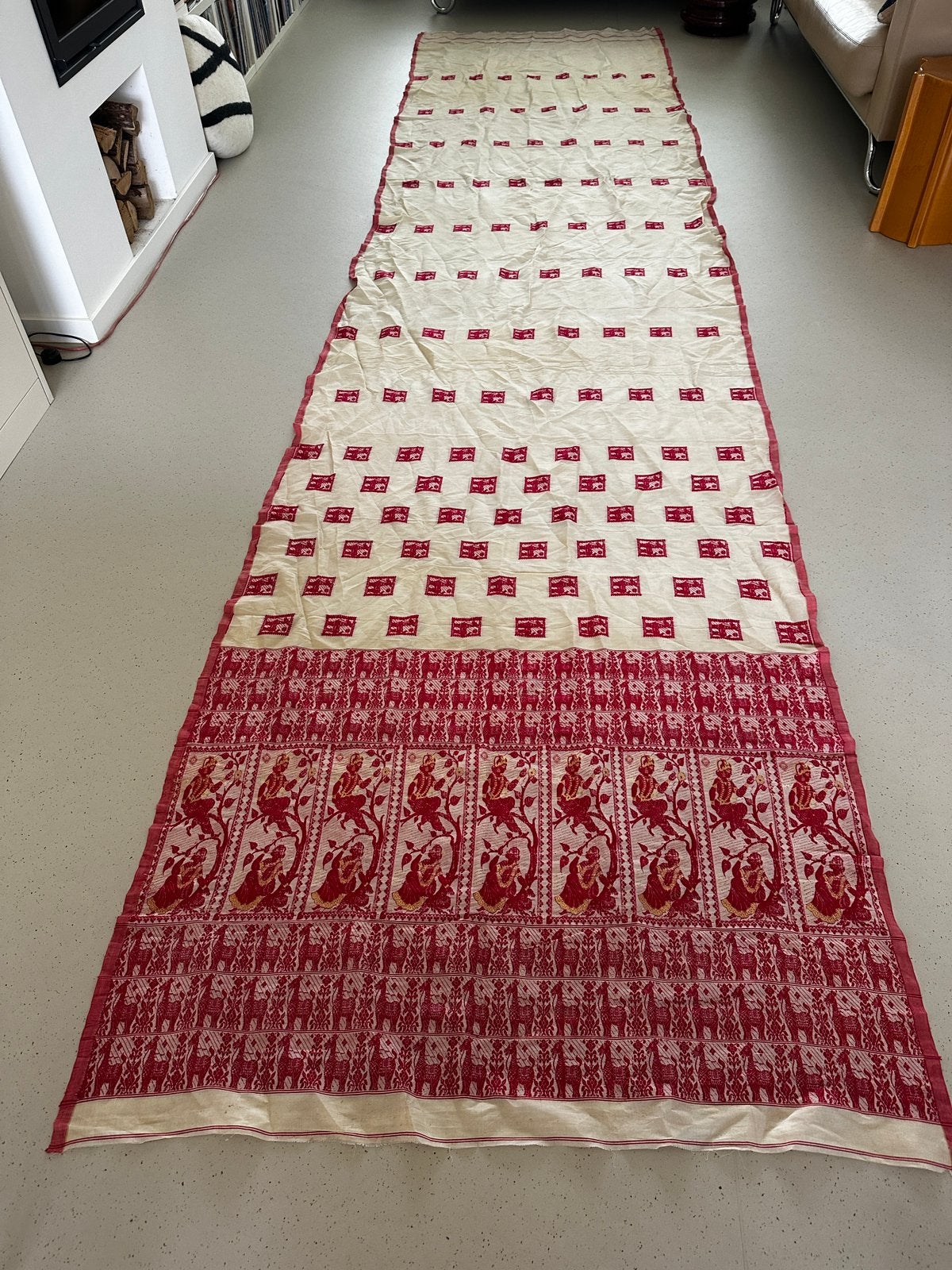 Traditionele Baluchari zijden handgeweven sari uit India, Ophalen of Verzenden, Dames