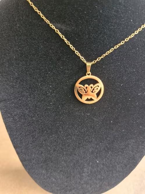 Vlinderketting met vlinder oorbellen van roestvrijstaal h3, Overige materialen, Onbekend, Nieuw, Ophalen of Verzenden