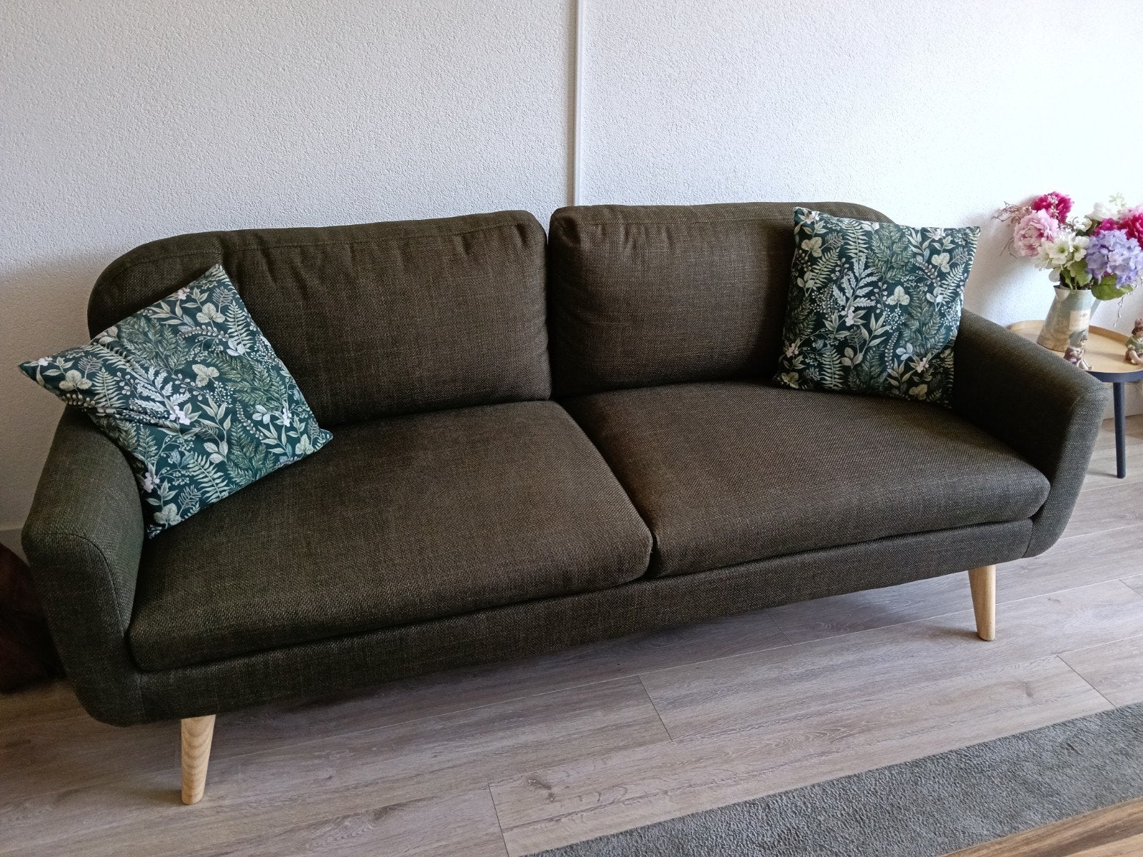 Bank 3-zits, groen., Ophalen, 150 tot 200 cm, Driepersoons, 75 tot 100 cm