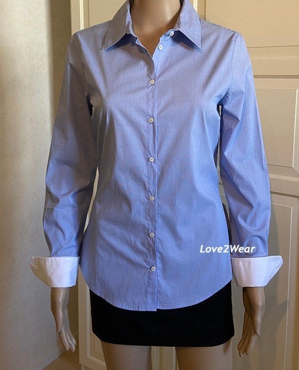 Overhemdblouse lichtblauw Zara, Maat 38/40 (M), Blauw, Zara, Nieuw