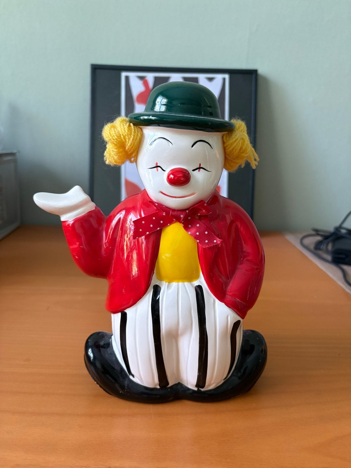 Vintage Clown Spaarpot - Keramiek, Ophalen of Verzenden, Gebruikt, Steen, Aardewerk of Keramiek, Strip- of Tekenfilmfiguur