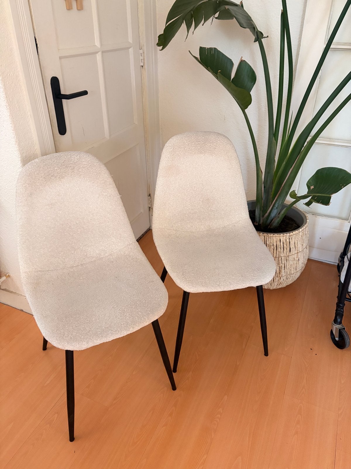 4 Leuke Gebruikte Teddy Stoelen - wit, Huis en Inrichting, Stoelen, Ophalen, Gebruikt, Wit, Vier